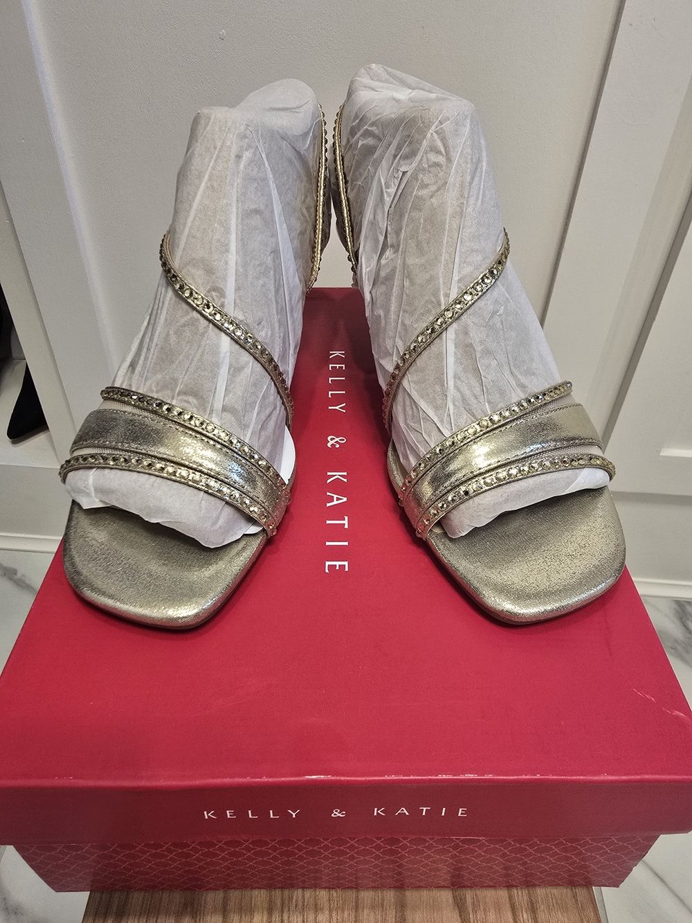 Kelly & Katie Women's Metallic Gold Strappy Sandals